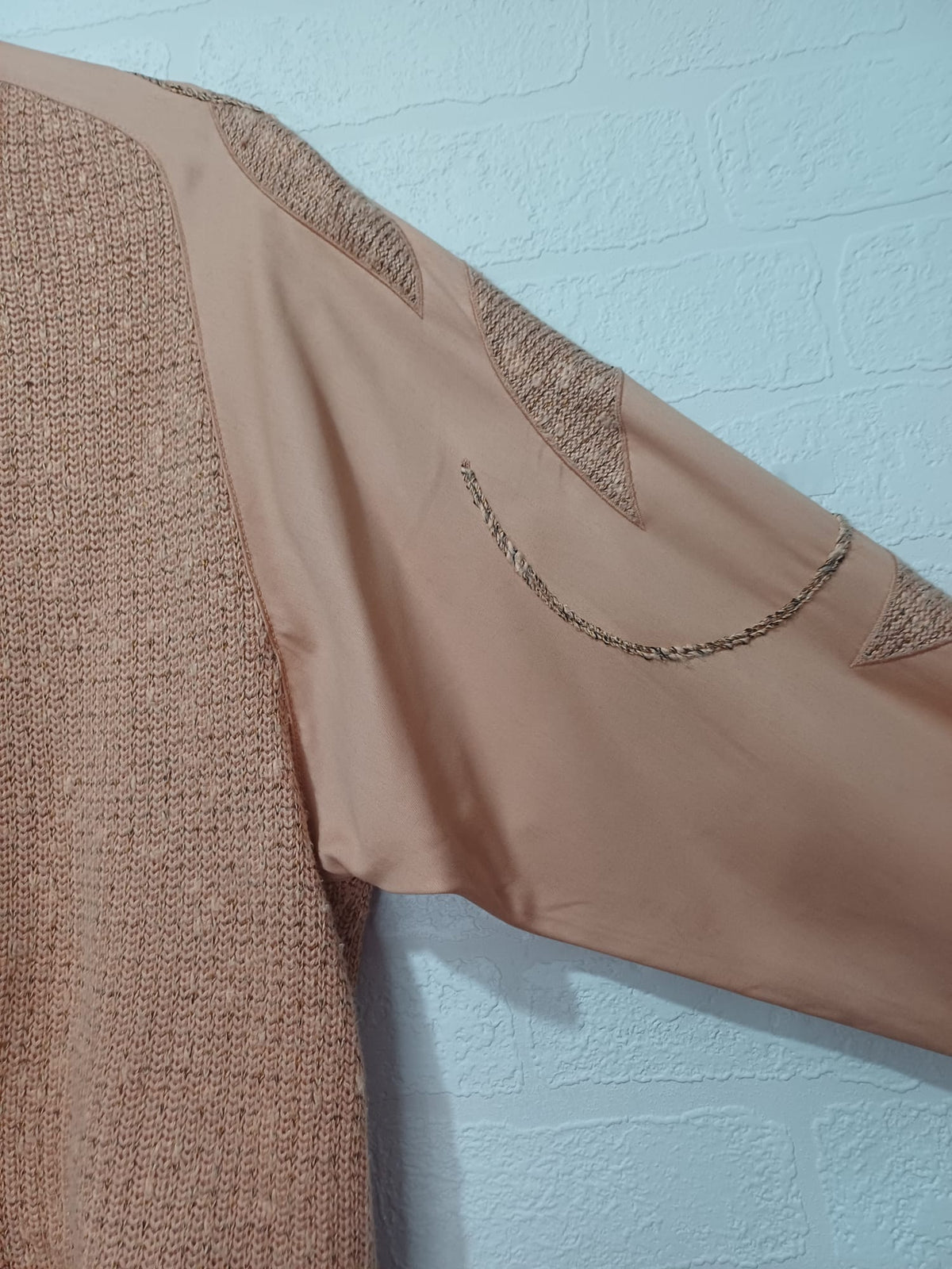 Women's Cardigan Jacket Linea Hauber Peach Vintage Knit & Satin Bomber Size 10 Great Condition