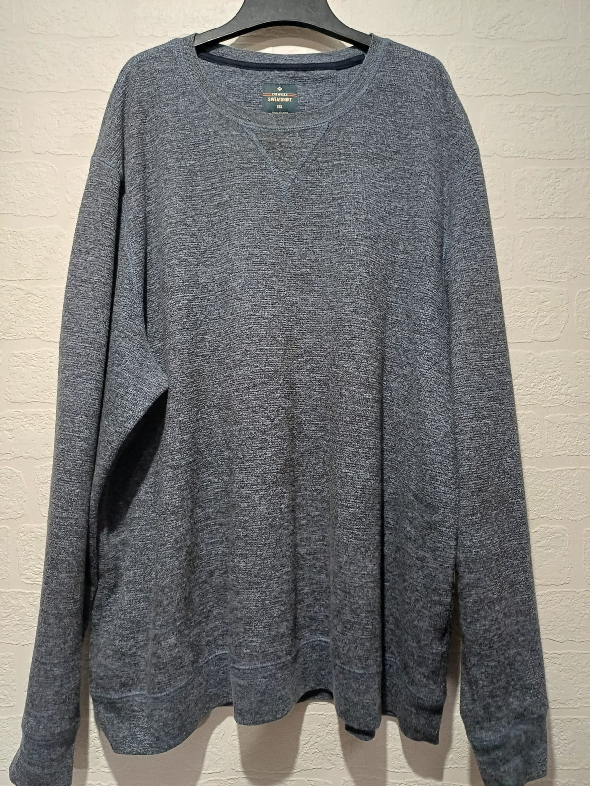 Men's Sweatshirt Member's Mark Blue Marled Textured Crew Neck Size XXL Great Condition