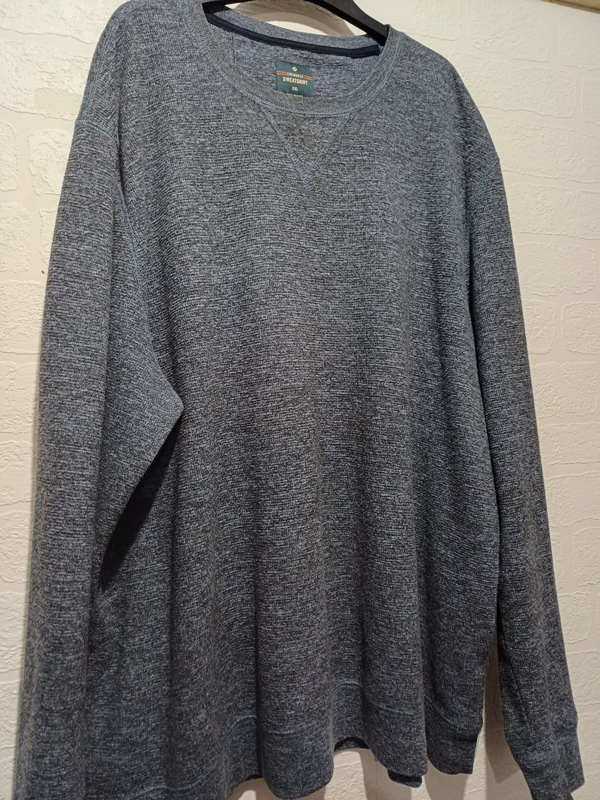 Men's Sweatshirt Member's Mark Blue Marled Textured Crew Neck Size XXL Great Condition