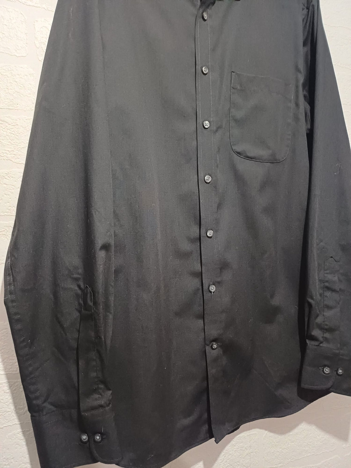 Men's Formal Shirt M&S Collection Black Slim Fit Long Sleeve Collar Size 15.5" (39–40 cm) Great Condition