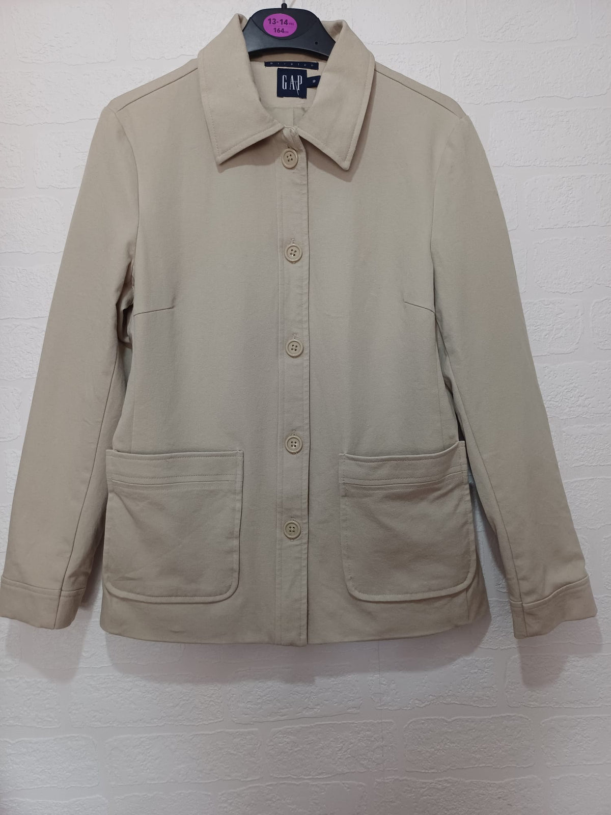 Women's Jacket Gap Beige Stretch Button Front Utility Size US 2 / UK 6 Very Good Condition