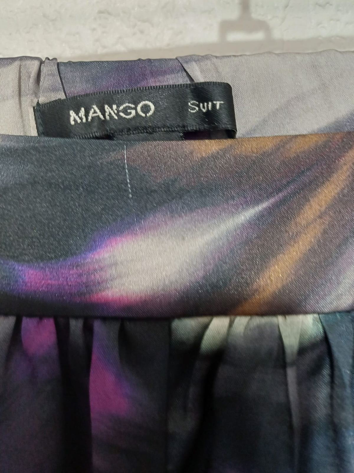 Women's Trousers Mango Suit Purple Abstract Print Tapered Peg Size M / UK 10 Very Good Condition