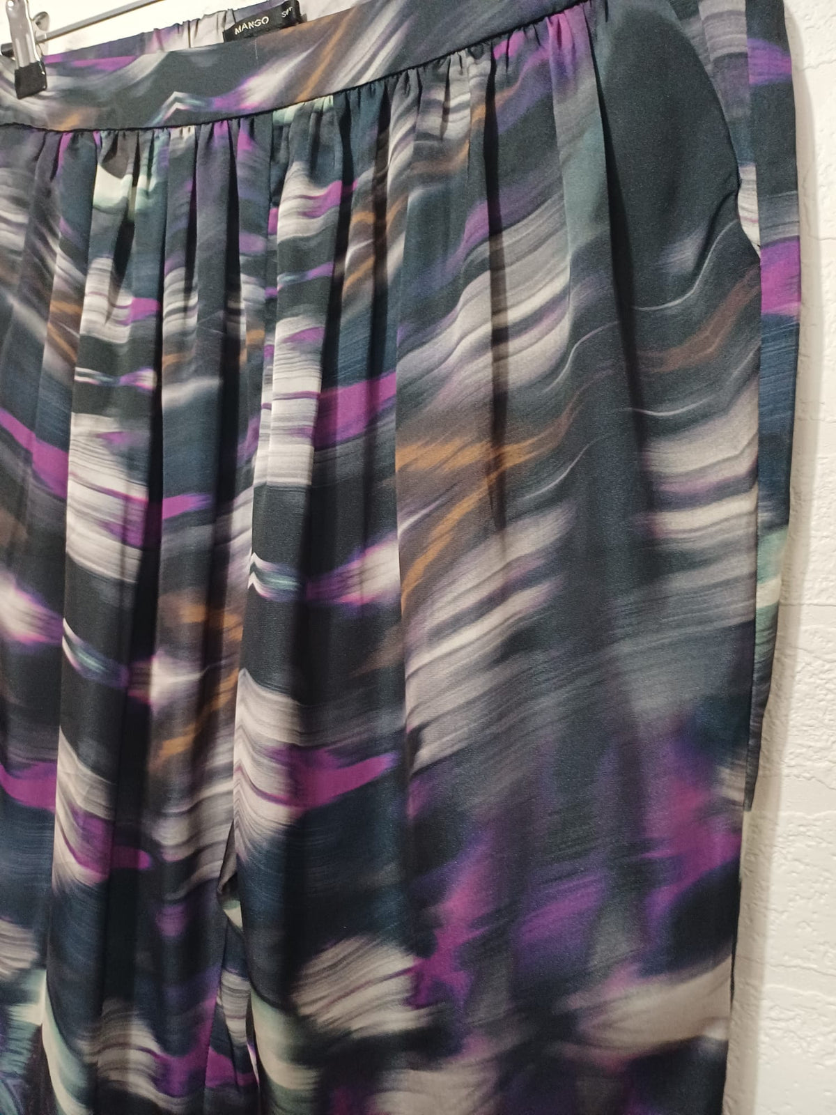 Women's Trousers Mango Suit Purple Abstract Print Tapered Peg Size M / UK 10 Very Good Condition