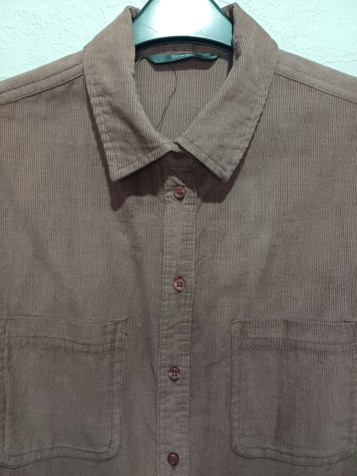 Women's Shirt George Purple-Brown Fine Corduroy Long Sleeve Button-Up Size 8 Very Good Condition