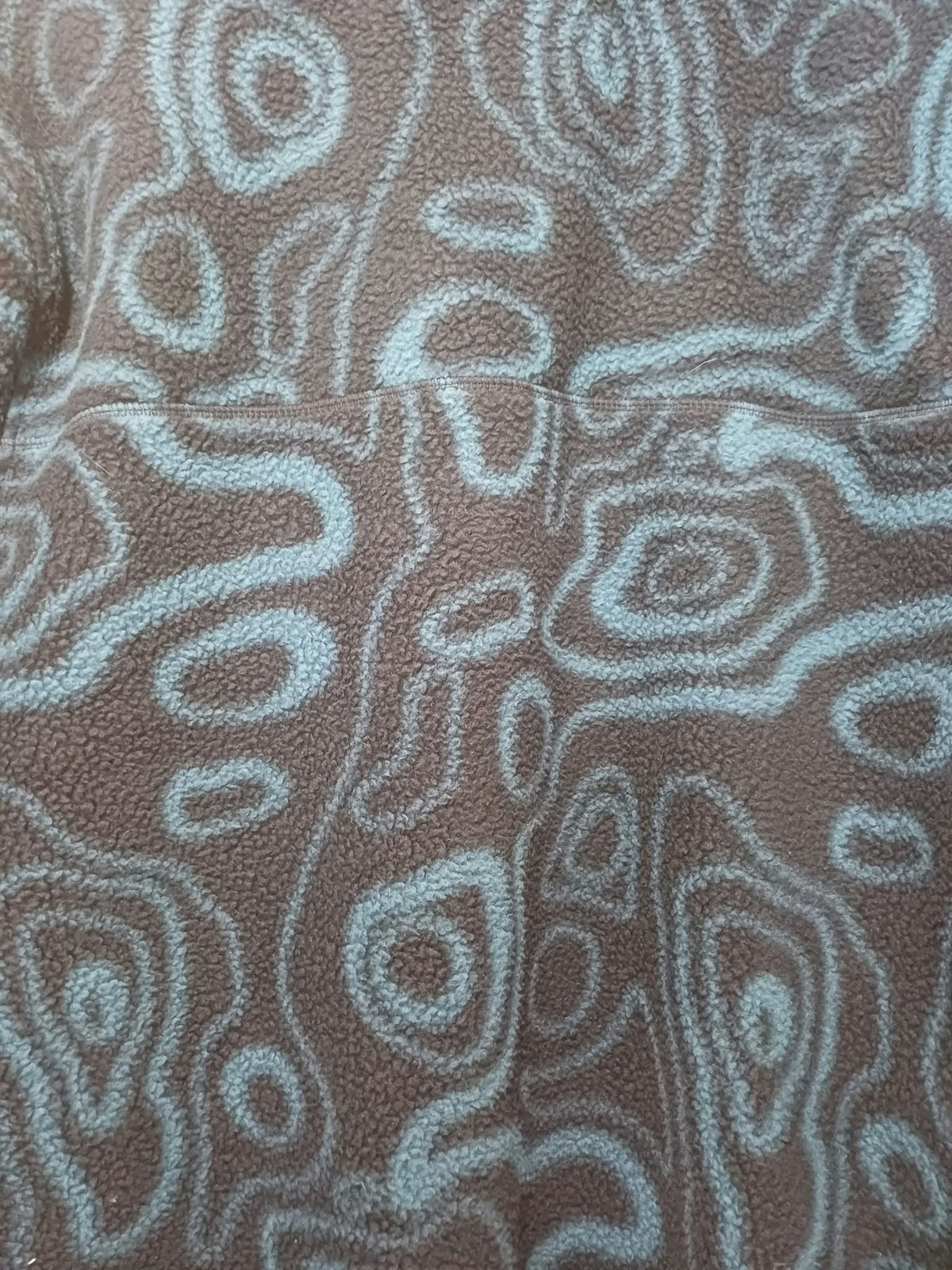 Unisex Fleece Pullover Dunnes Dark Blue & Teal Contour Print Snap-Placket Size M Very Good Condition