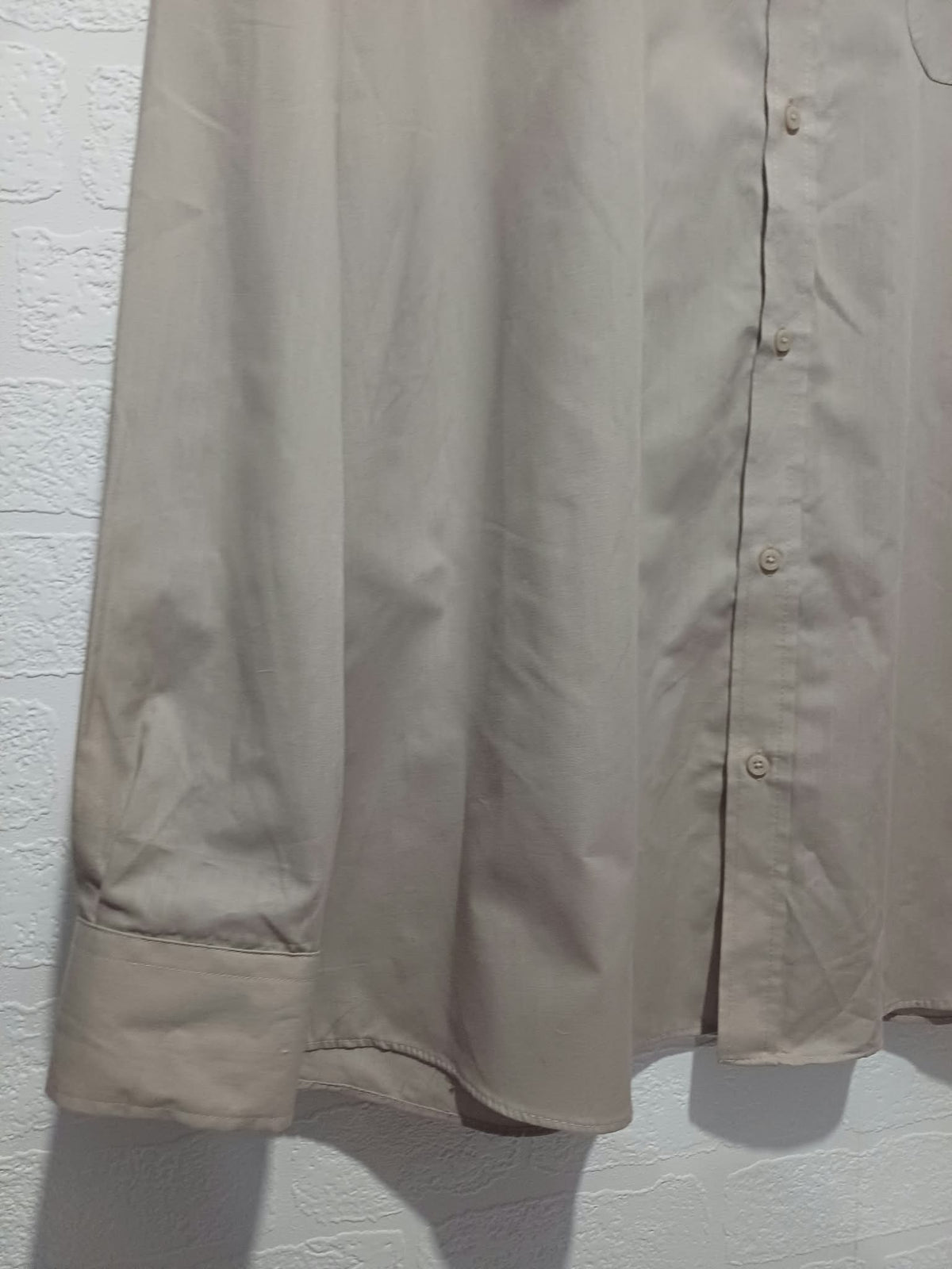 Men's Shirt George Beige/Tan Long Sleeve Button-Up Dress Shirt Collar Size 18 Very Good Condition