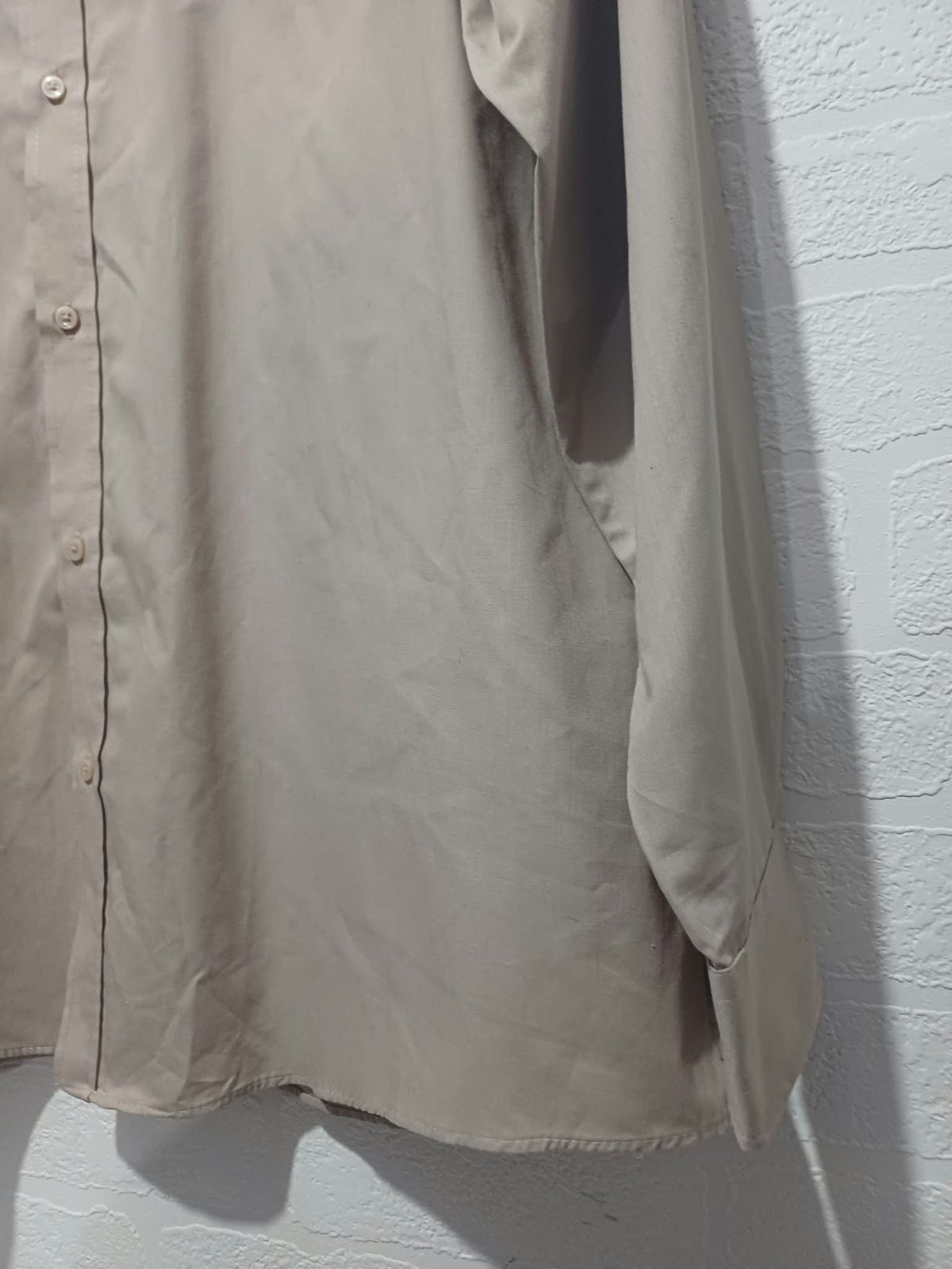 Men's Shirt George Beige/Tan Long Sleeve Button-Up Dress Shirt Collar Size 18 Very Good Condition
