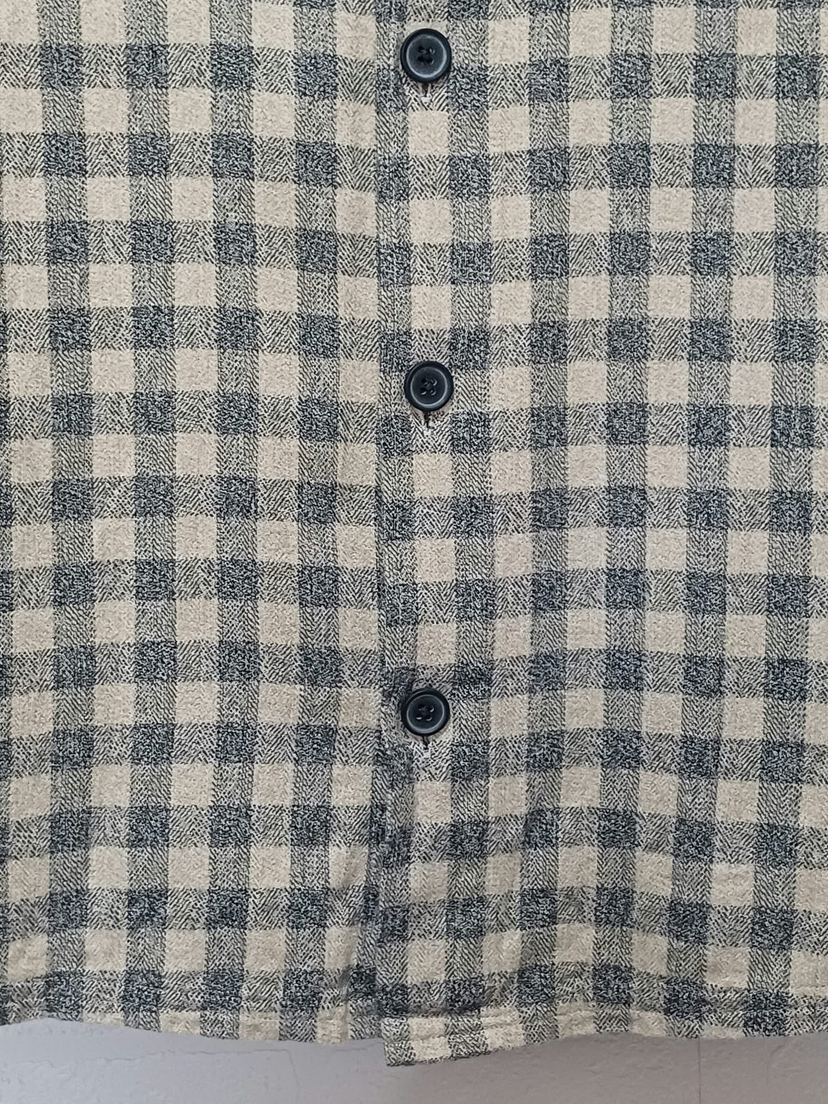 Men's Shirt Next Beige & Grey Gingham Checked Long Sleeve Flannel Size M Excellent Condition