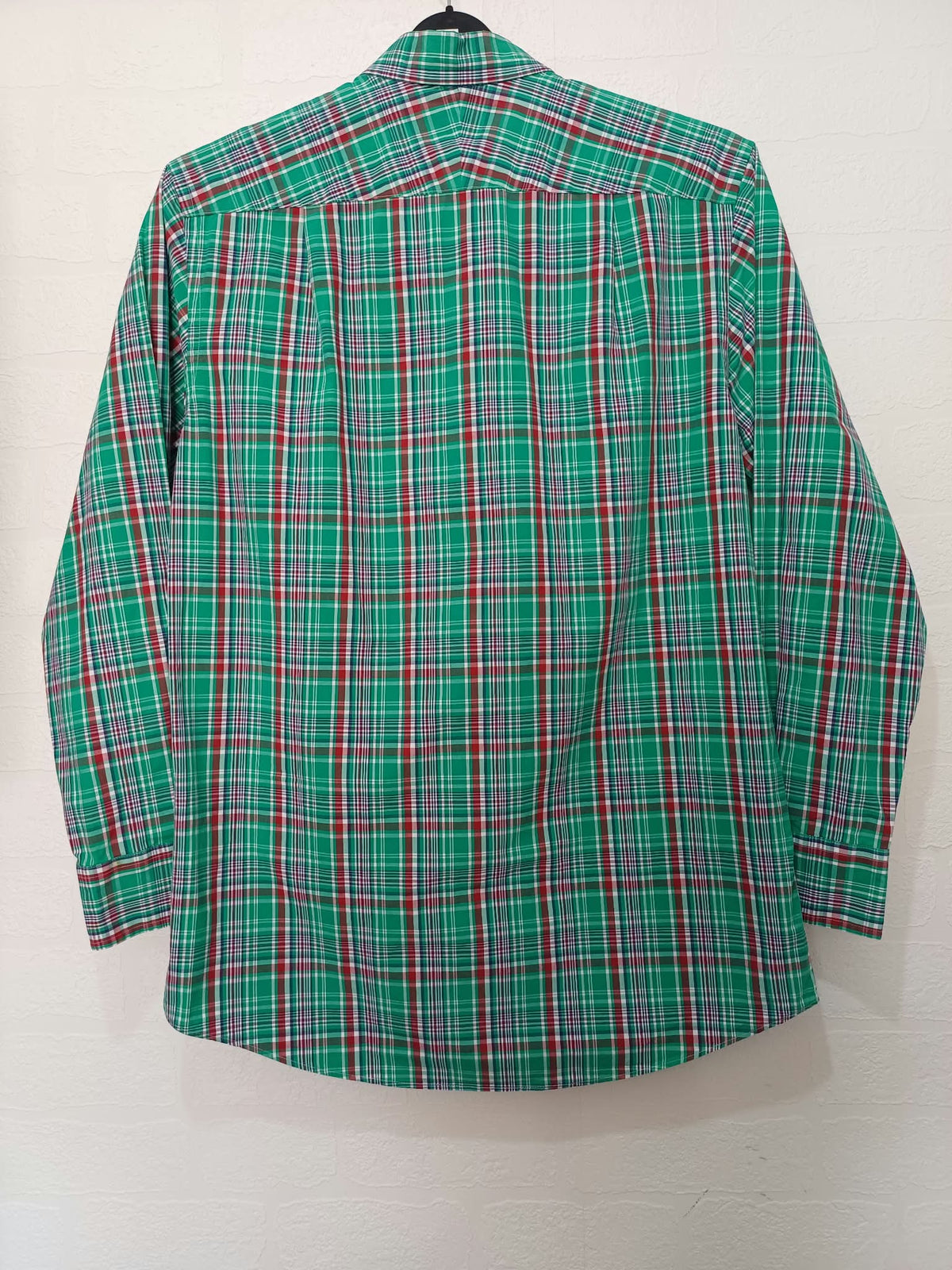 Men's Shirt Charles Tyrwhitt Green Plaid Checked Long Sleeve Button-Down Poplin Size S Very Good Condition