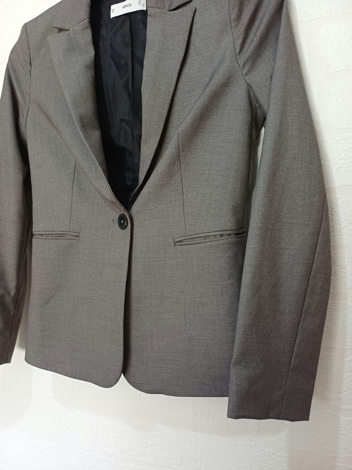 Women's Blazer Mango Grey Single Button Tailored Jacket Size EUR 32 / UK 4 Very Good Condition