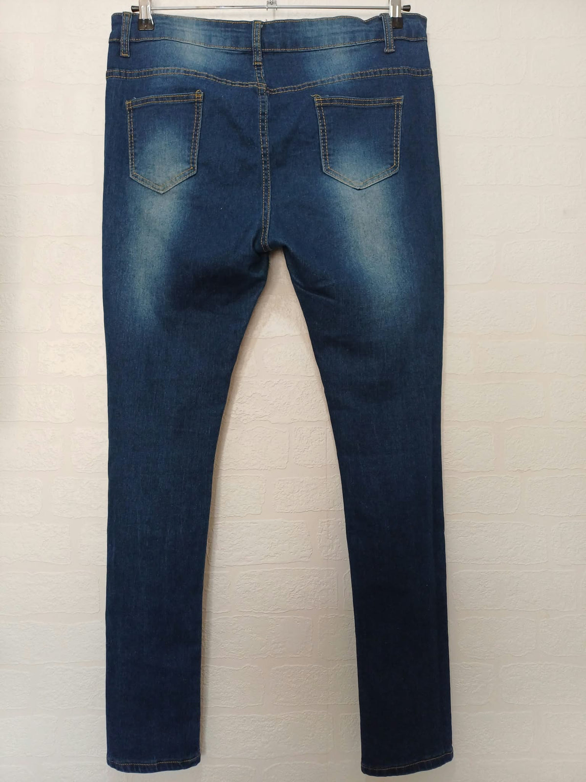 Women's Jeans Unbranded Blue Heavily Distressed Ripped Skinny Approx. W36 L32 Very Good Condition