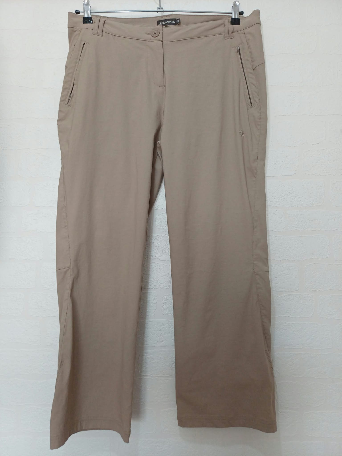 Women's Trousers Craghoppers Khaki Beige Outdoor Walking Size 16 Short Very Good Condition