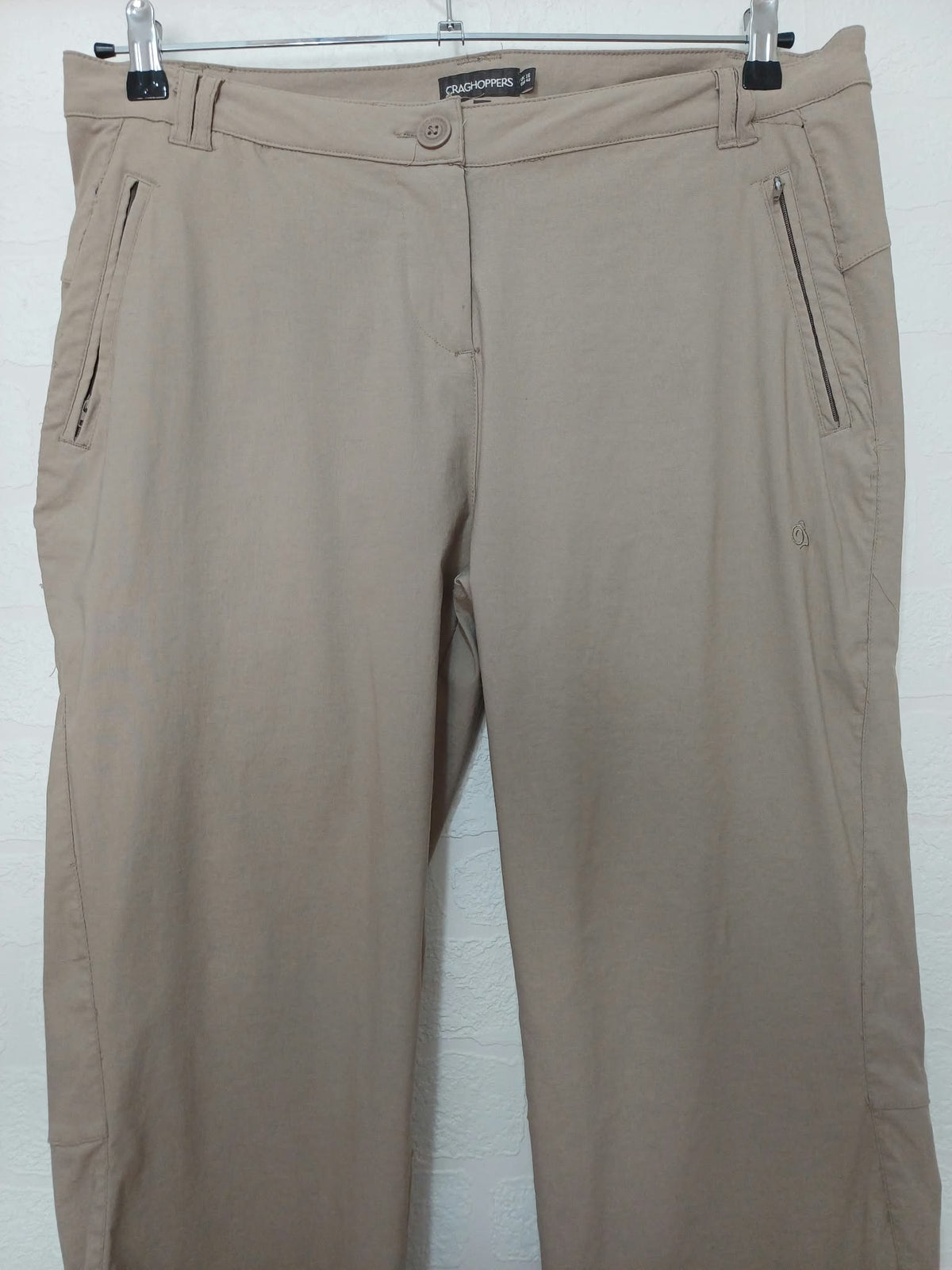 Women's Trousers Craghoppers Khaki Beige Outdoor Walking Size 16 Short Very Good Condition