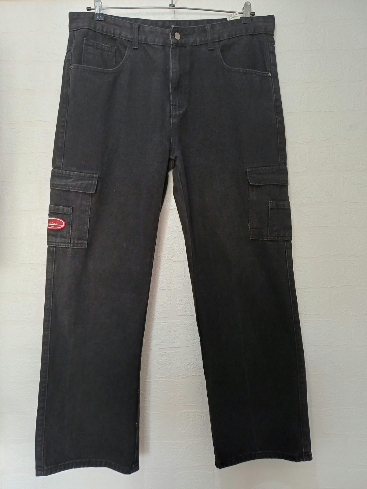 Men's Jeans SHEIN Black Cargo Utility Straight Leg Size XL Very Good Condition