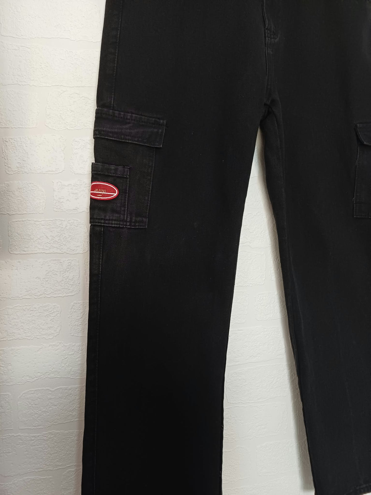 Men's Jeans SHEIN Black Cargo Utility Straight Leg Size XL Very Good Condition