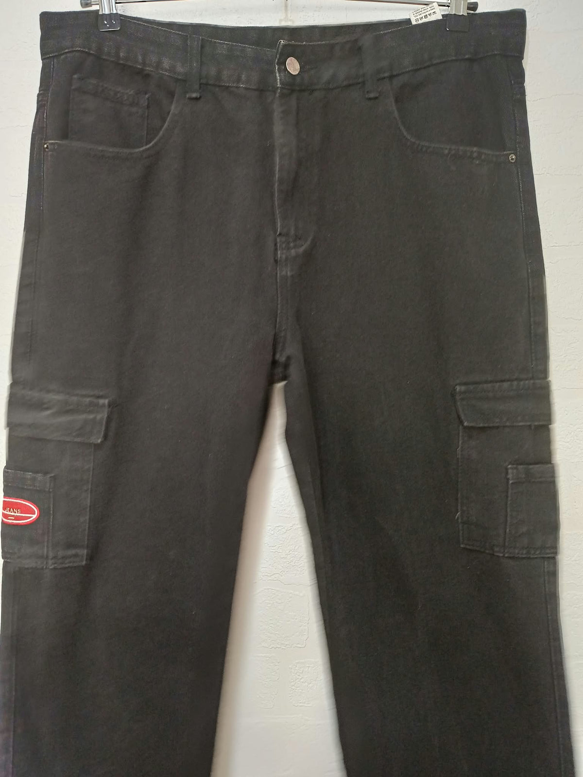 Men's Jeans SHEIN Black Cargo Utility Straight Leg Size XL Very Good Condition