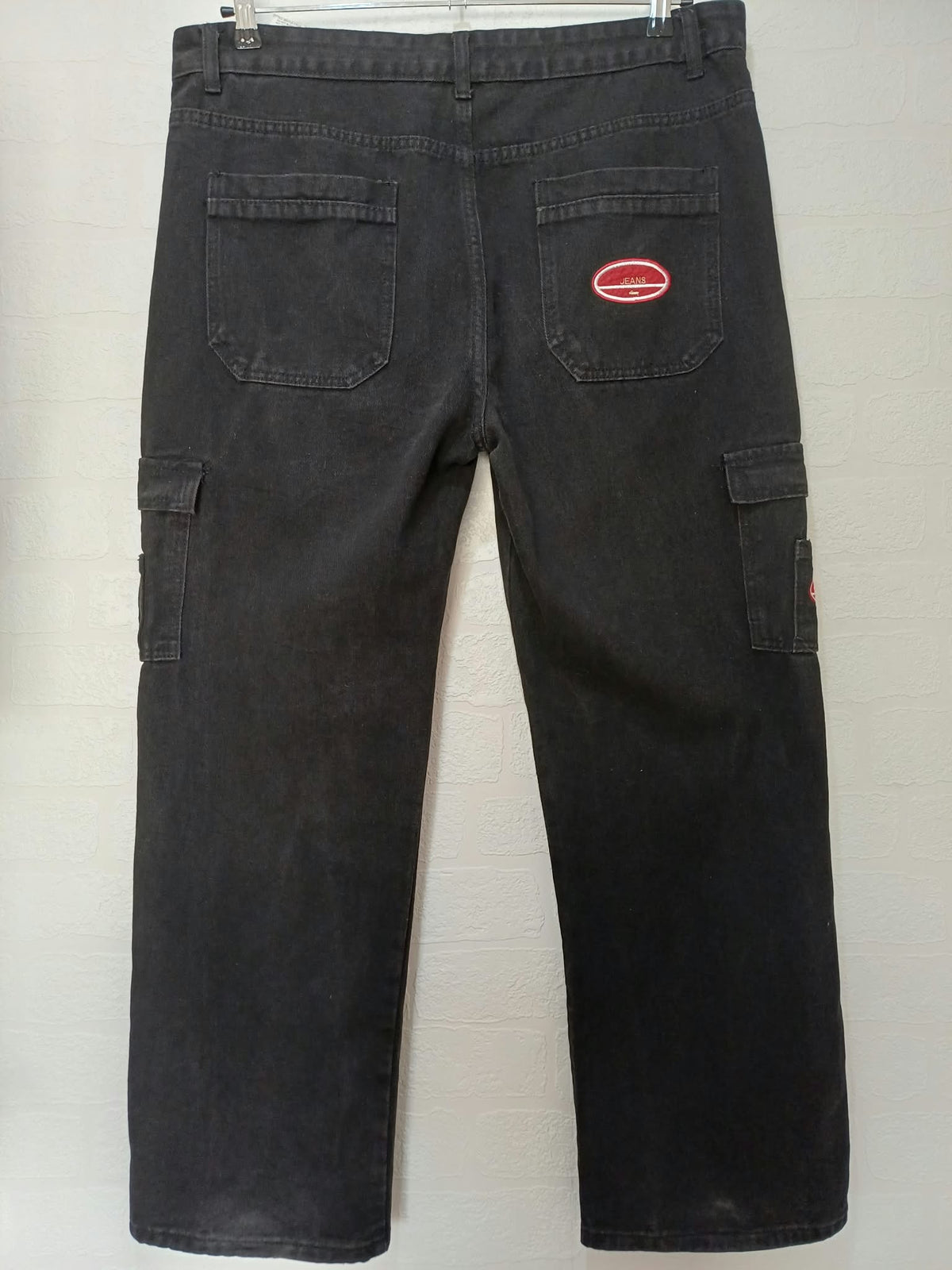 Men's Jeans SHEIN Black Cargo Utility Straight Leg Size XL Very Good Condition