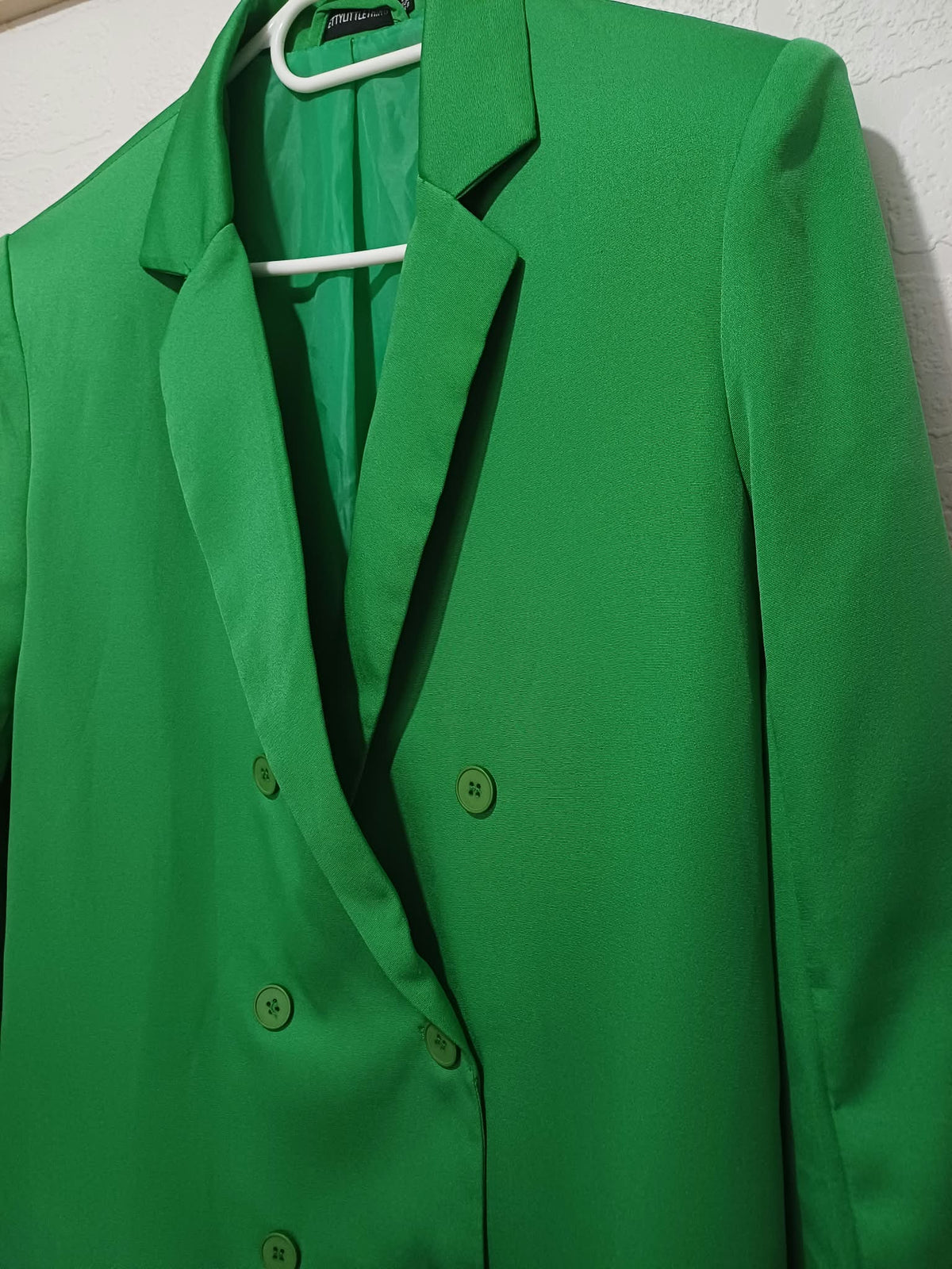 Women's Blazer PrettyLittleThing Green Double-Breasted Oversized Tailored Size UK 6 Very Good Condition