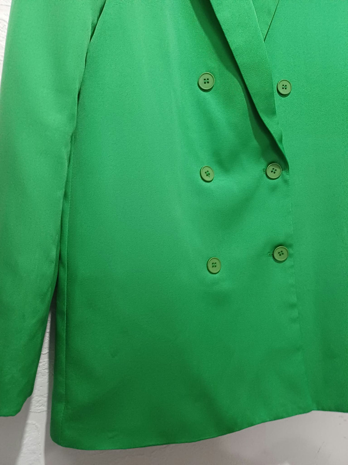 Women's Blazer PrettyLittleThing Green Double-Breasted Oversized Tailored Size UK 6 Very Good Condition