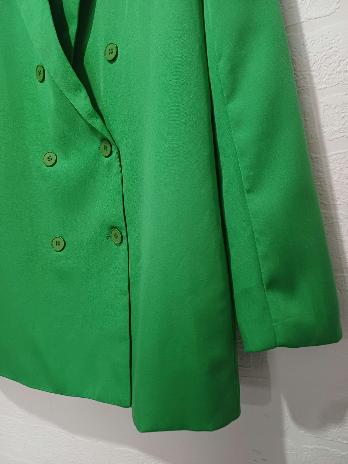 Women's Blazer PrettyLittleThing Green Double-Breasted Oversized Tailored Size UK 6 Very Good Condition