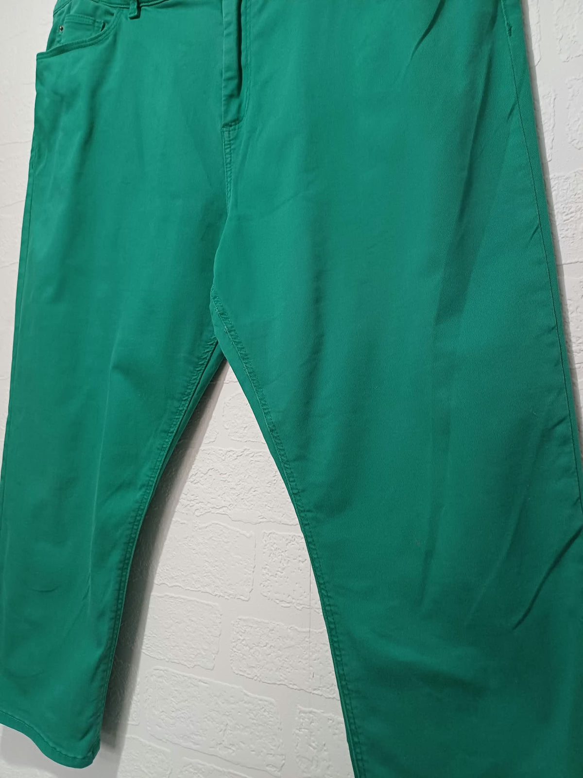 Women's Cropped Trousers M&S Emerald Green Super Skinny Stretch Plus Size UK 18 Regular Very Good Condition
