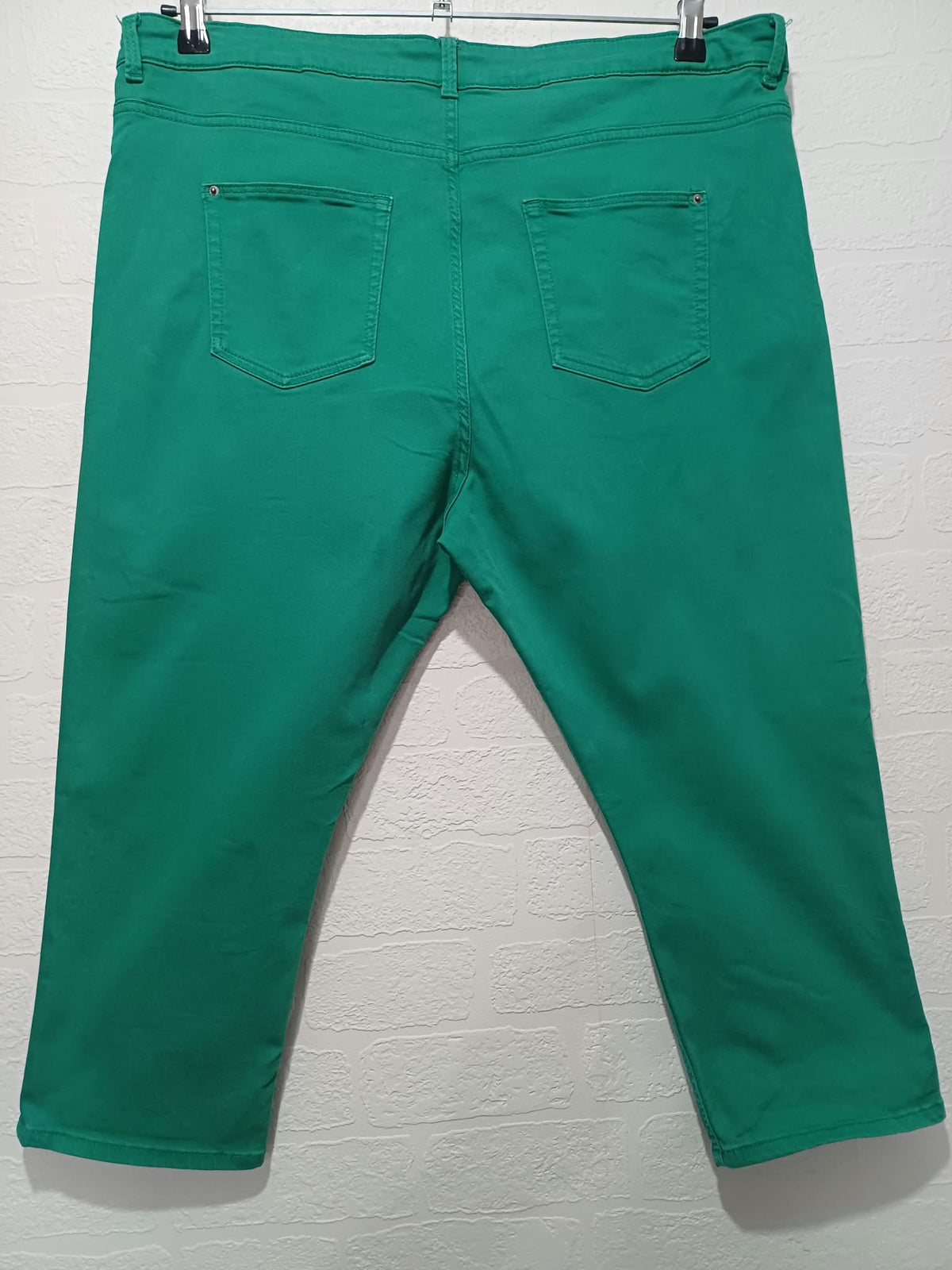 Women's Cropped Trousers M&S Emerald Green Super Skinny Stretch Plus Size UK 18 Regular Very Good Condition
