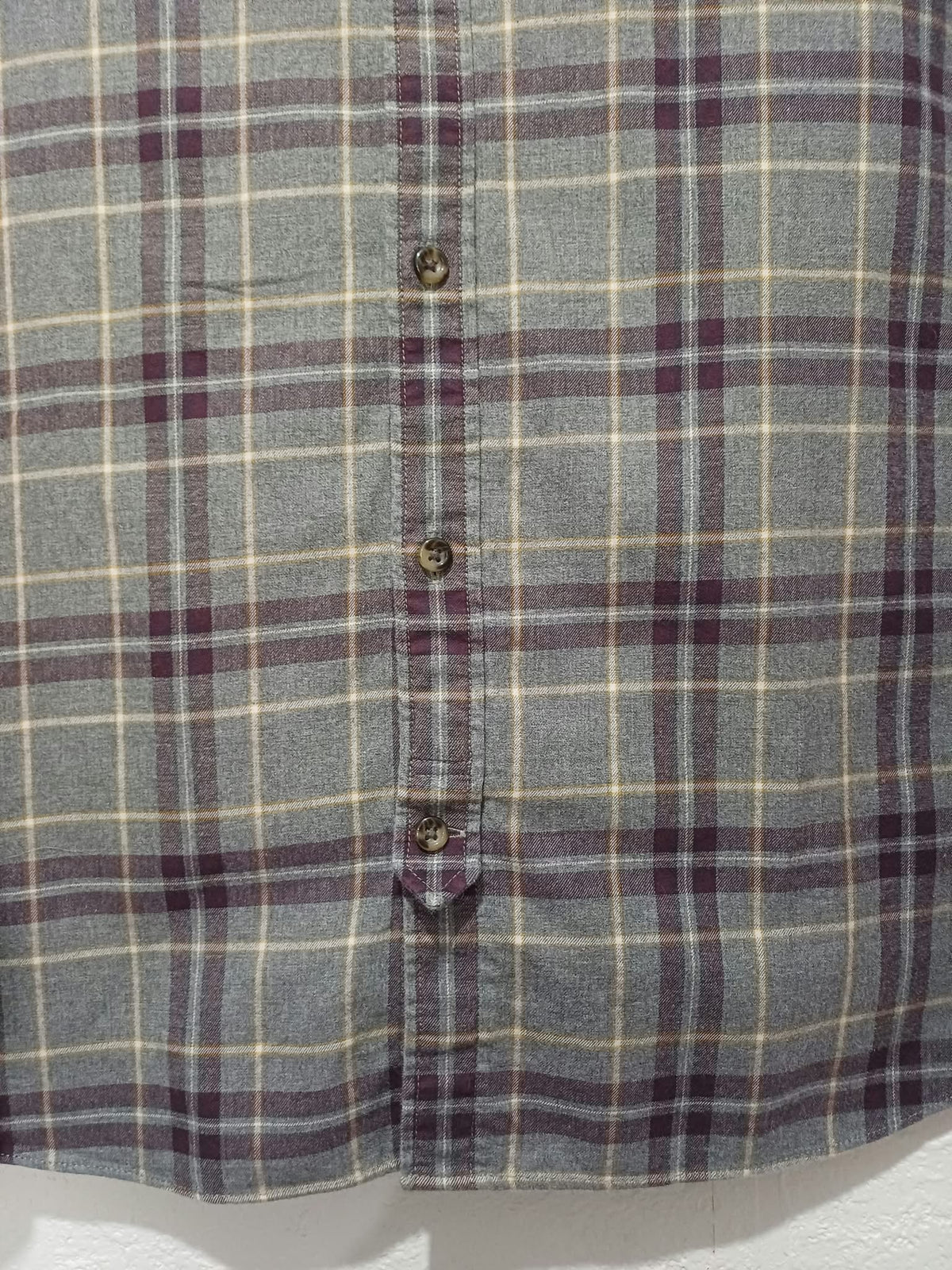 Men's Shirt Hammond & Co. Grey Plum Ochre Check Brushed Cotton Flannel Long Sleeve Size XL Very Good Condition