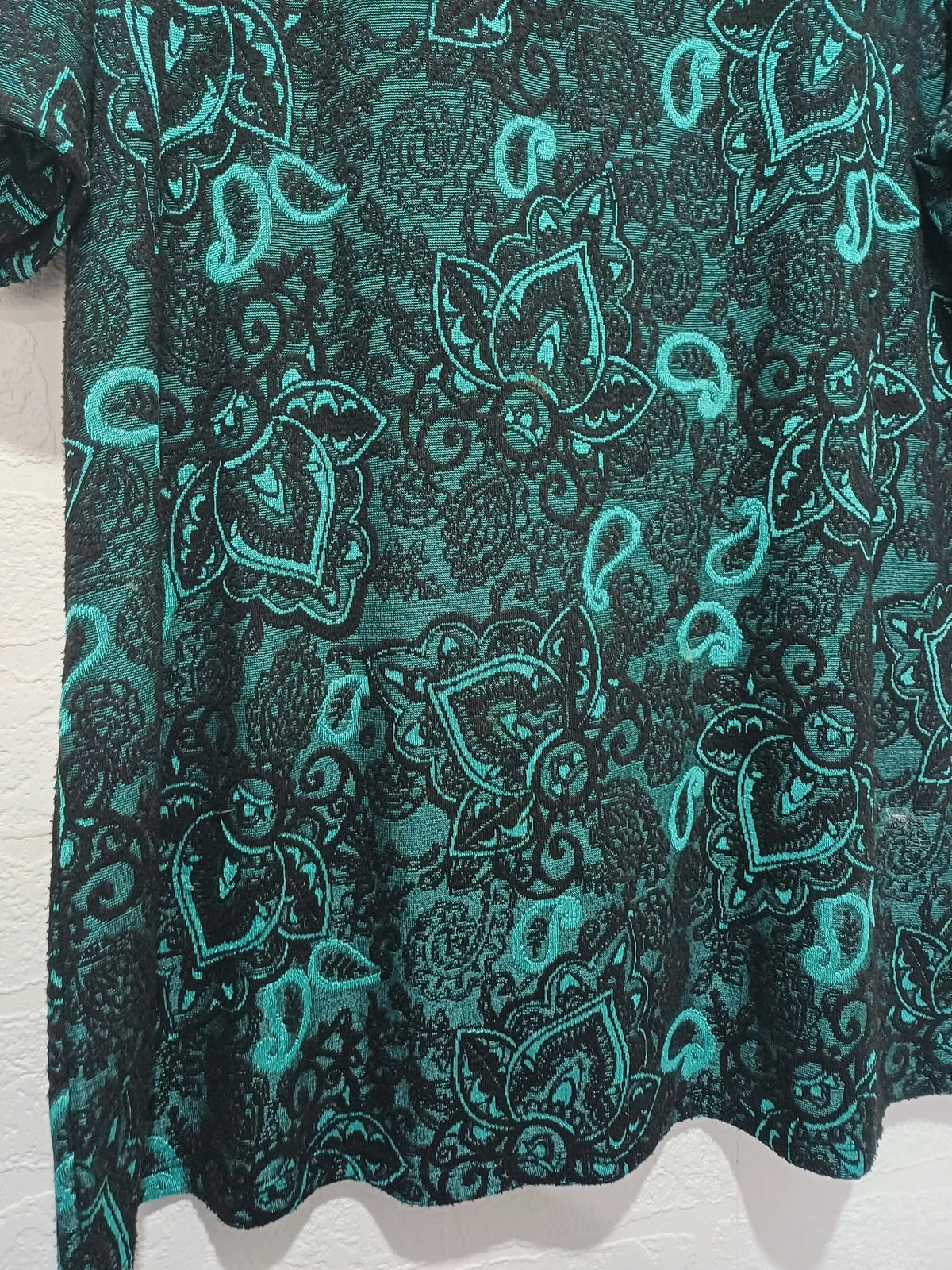 Women's Top George Teal Black Textured Paisley Short Sleeve Plus Size UK 18 Very Good Condition