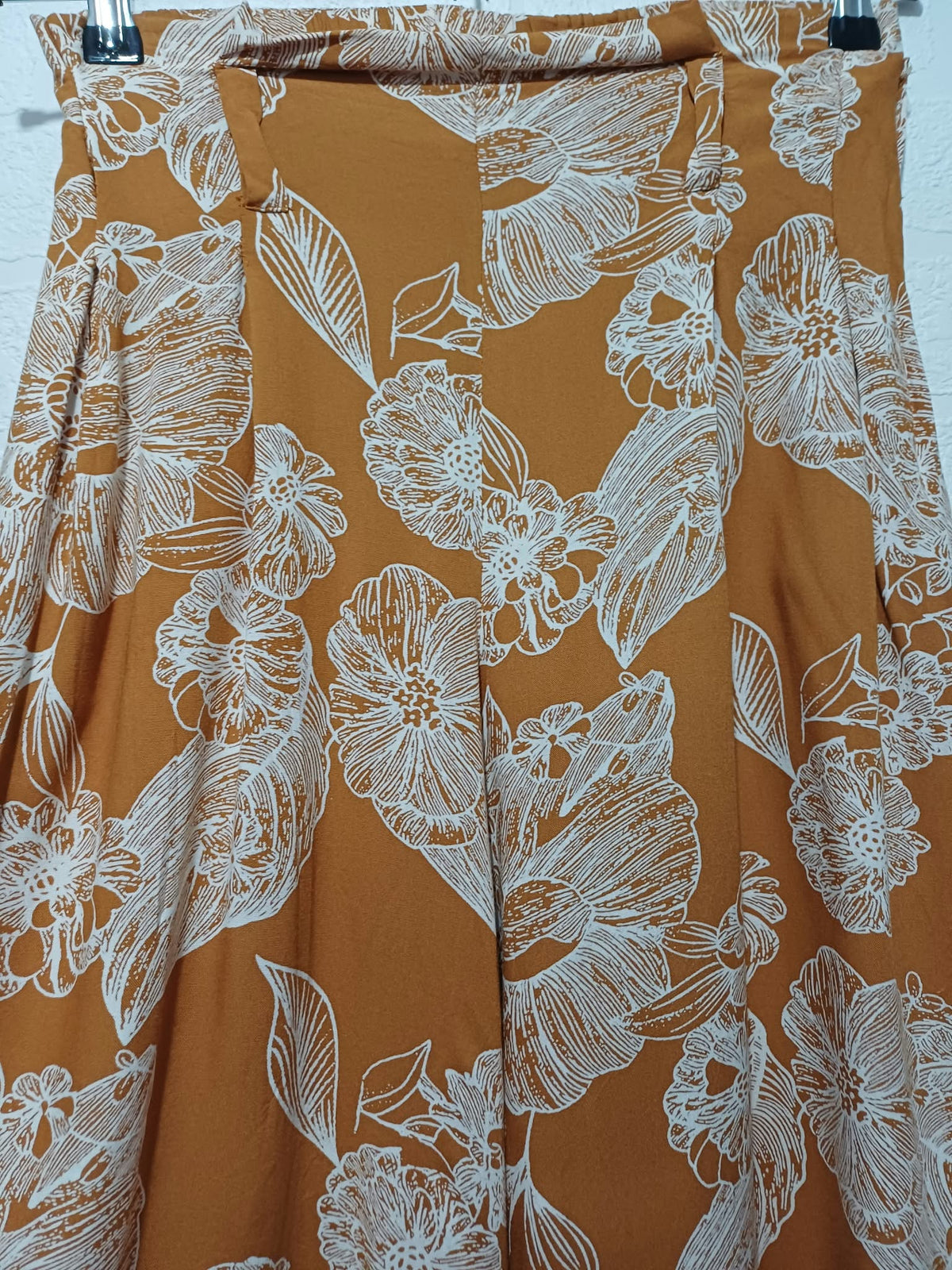 Women's Culottes Primark Mustard Yellow & White Floral Wide Leg Size 8 Very Good Condition