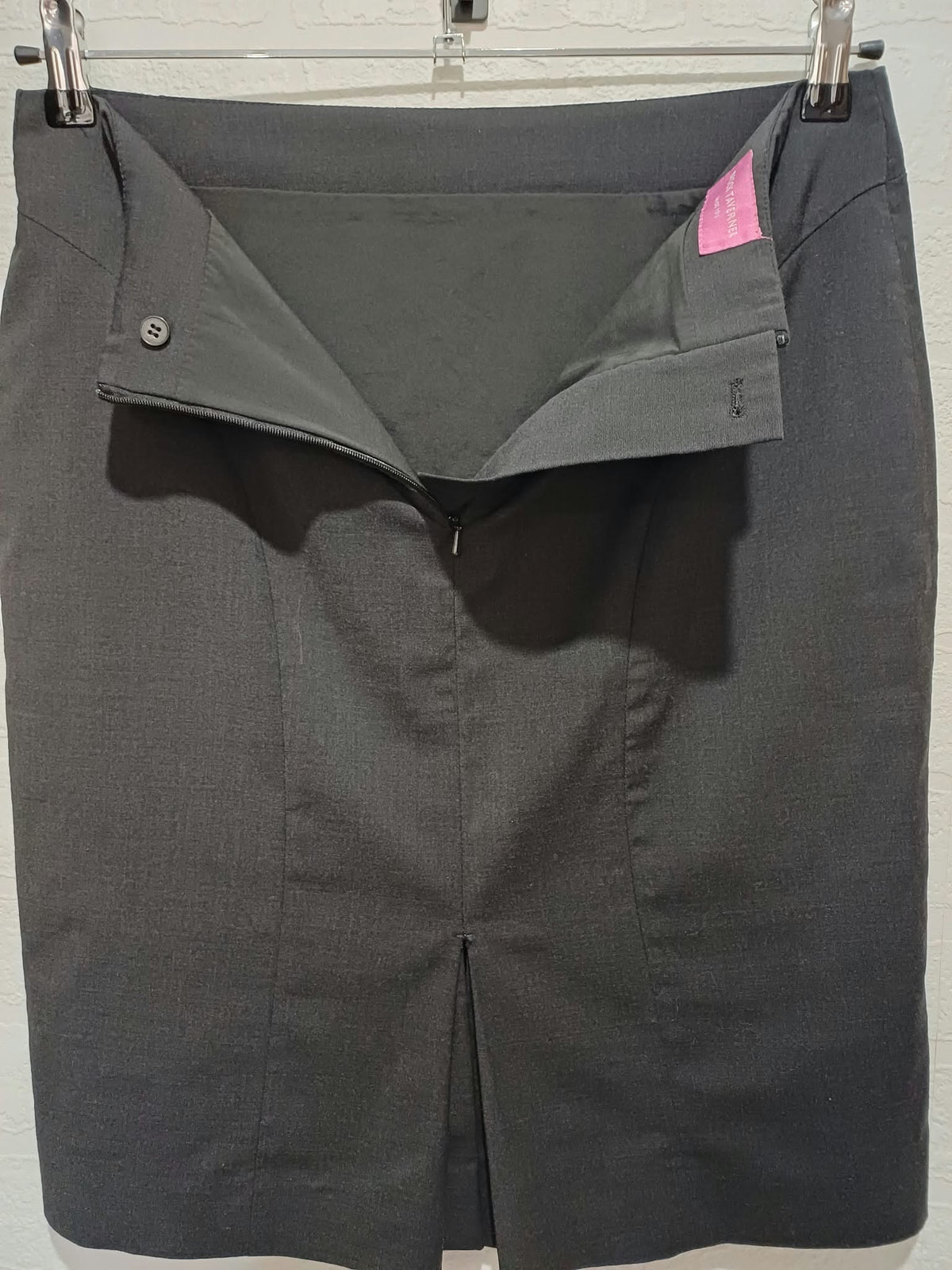Women's Skirt Brook Taverner Charcoal Grey Wool Blend Tailored Pencil Size 12R Very Good Condition