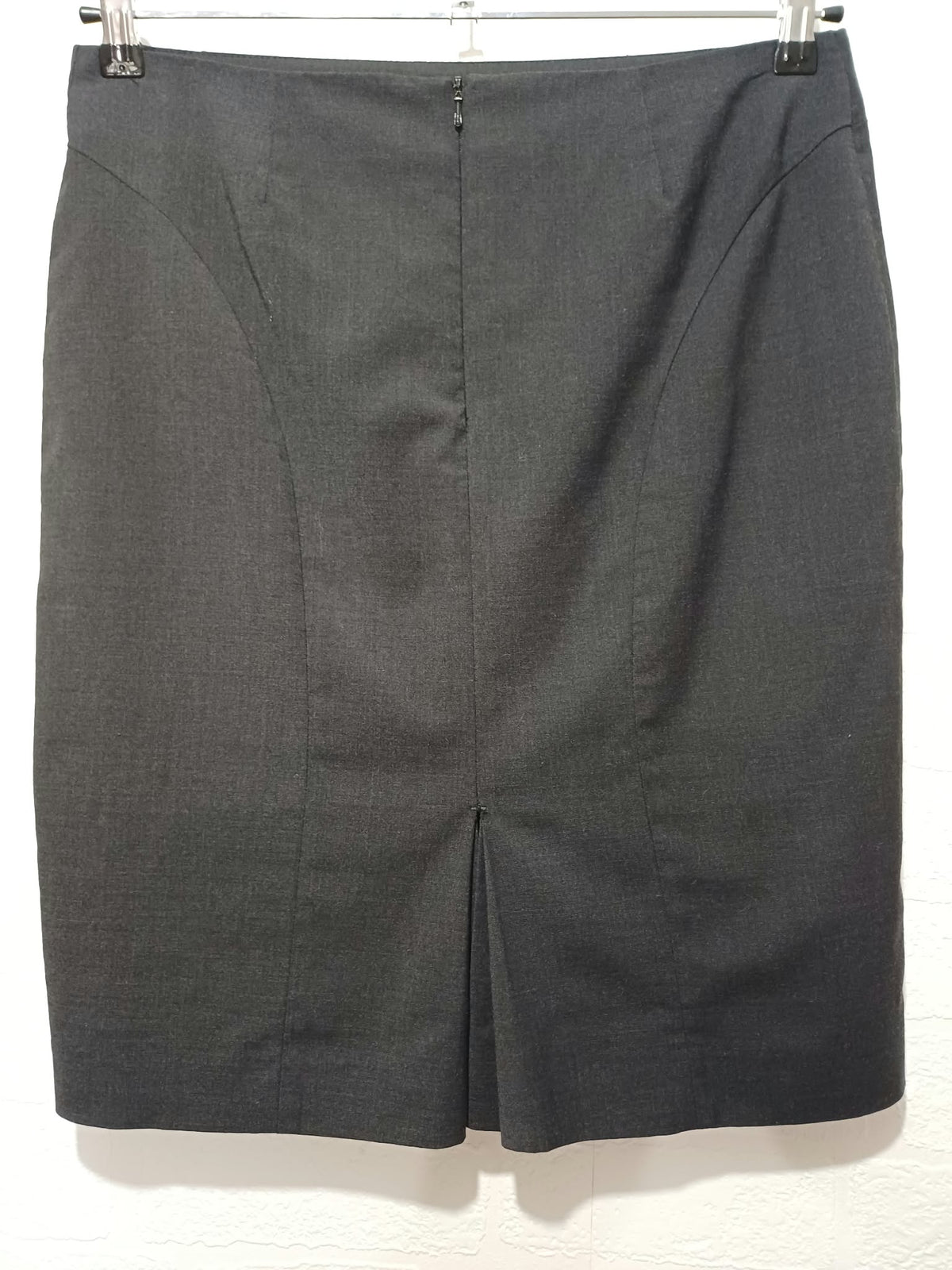 Women's Skirt Brook Taverner Charcoal Grey Wool Blend Tailored Pencil Size 12R Very Good Condition