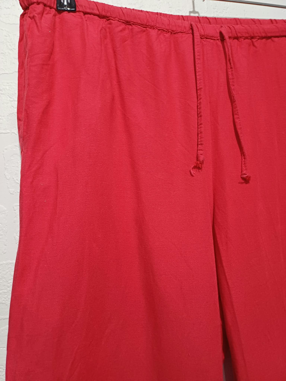 Women's Trousers Primark Red Linen Blend Wide Leg Drawstring Size M Very Good Condition