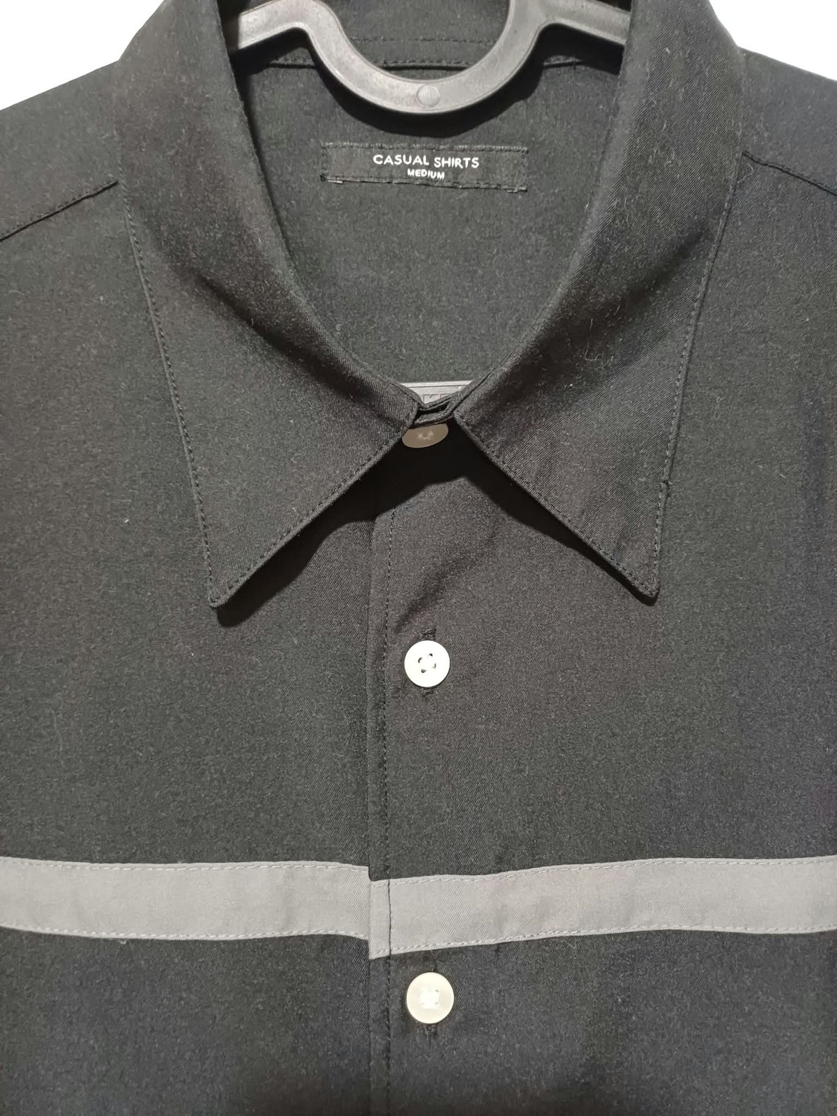 Men's Shirt St. Bernard Black & Grey Contrast Stripe Short Sleeve Size M Very Good Condition
