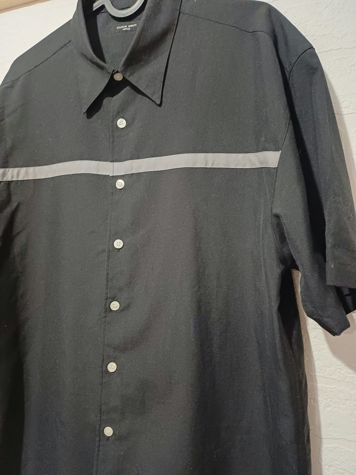 Men's Shirt St. Bernard Black & Grey Contrast Stripe Short Sleeve Size M Very Good Condition