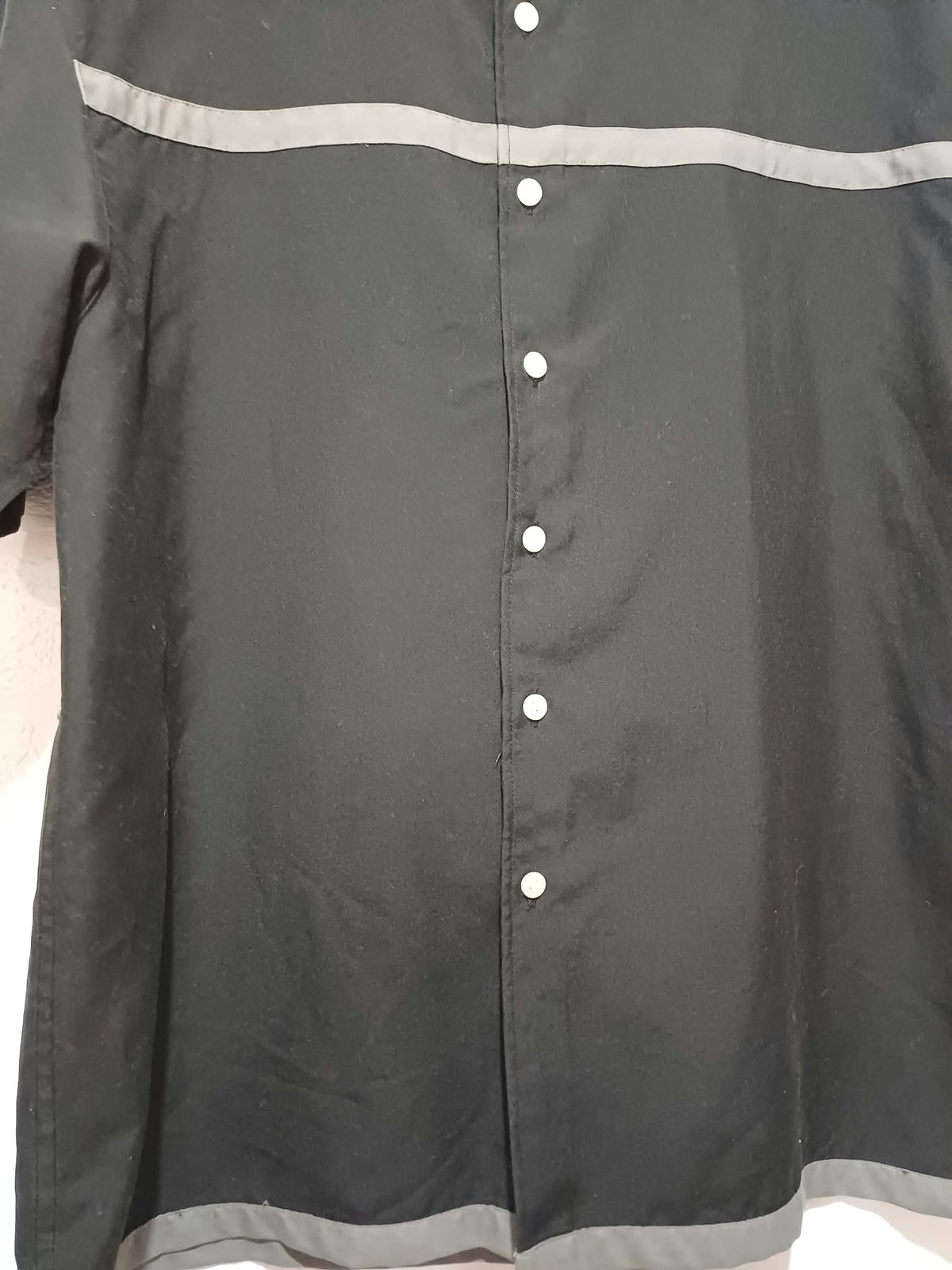 Men's Shirt St. Bernard Black & Grey Contrast Stripe Short Sleeve Size M Very Good Condition