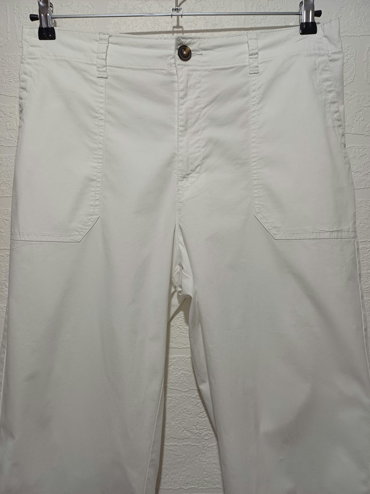 Women's Trousers Dunnes Stores White Cropped Wide Leg Size 16 Very Good Condition