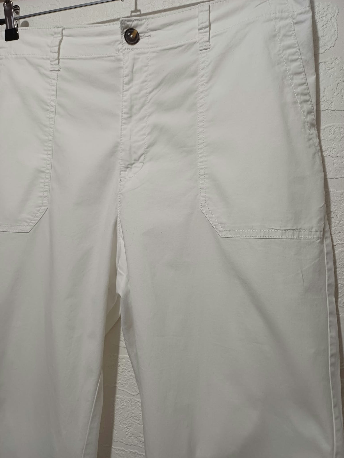 Women's Trousers Dunnes Stores White Cropped Wide Leg Size 16 Very Good Condition