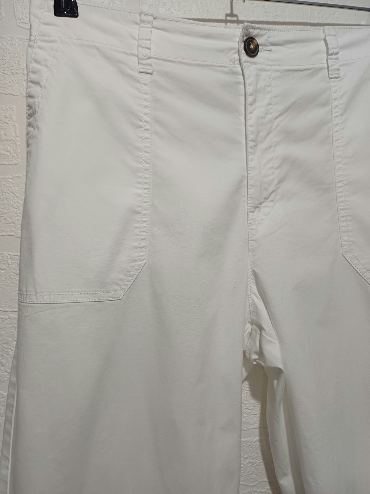 Women's Trousers Dunnes Stores White Cropped Wide Leg Size 16 Very Good Condition