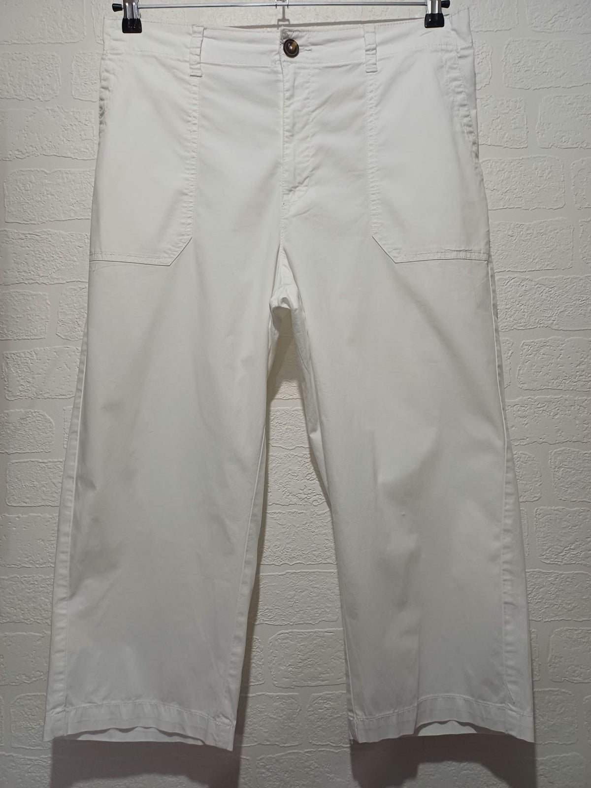 Women's Trousers Dunnes Stores White Cropped Wide Leg Size 16 Very Good Condition