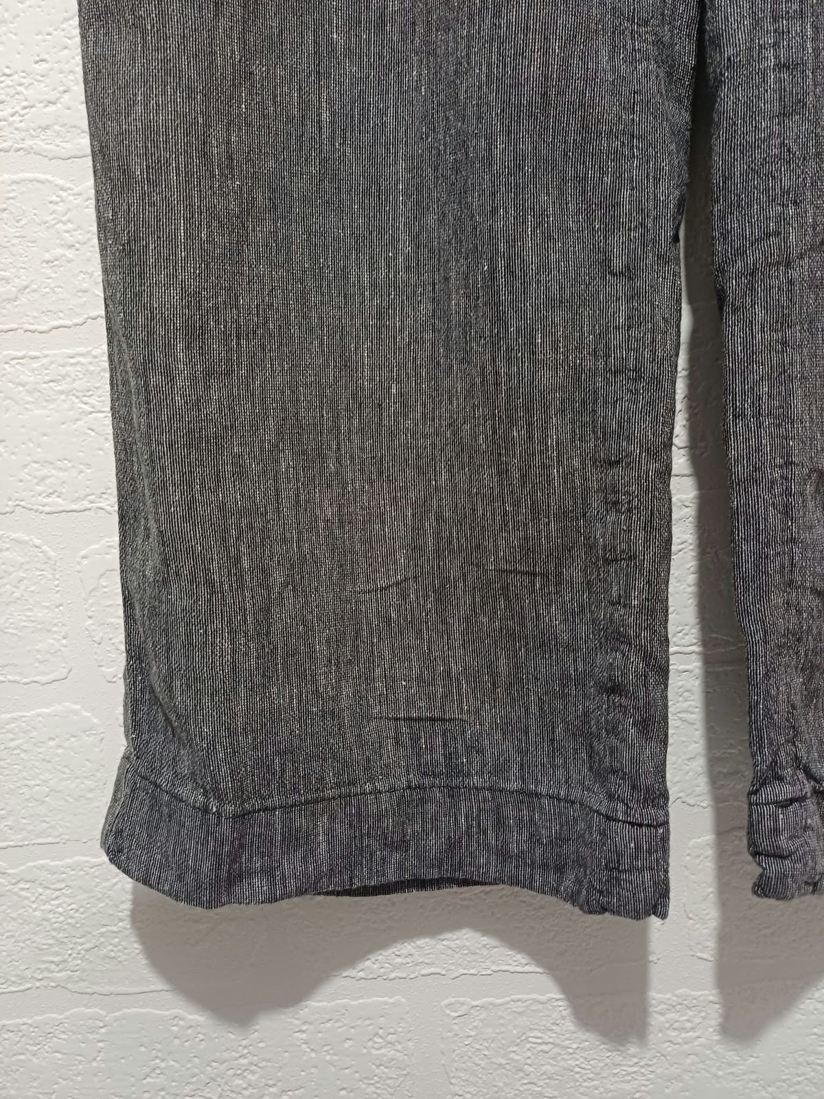 Women's Trousers Grey Linen Blend Wide Leg Drawstring Waist Size 10 Very Good Condition
