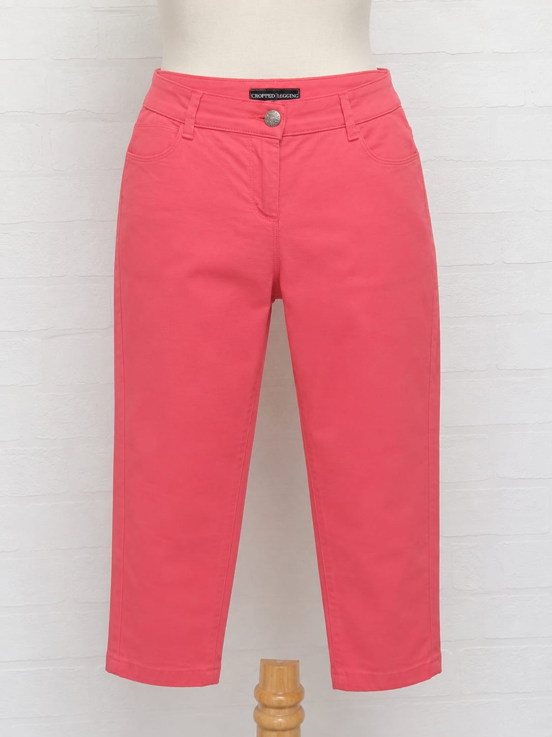 Women's Cropped Jeggings M&S Pink Stretch Fit UK 12 Approx. 32" Waist - Very Good Condition