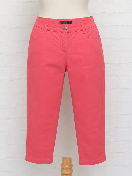 Women's Cropped Jeggings M&S Pink Stretch Fit UK 12 Approx. 32" Waist - Very Good Condition