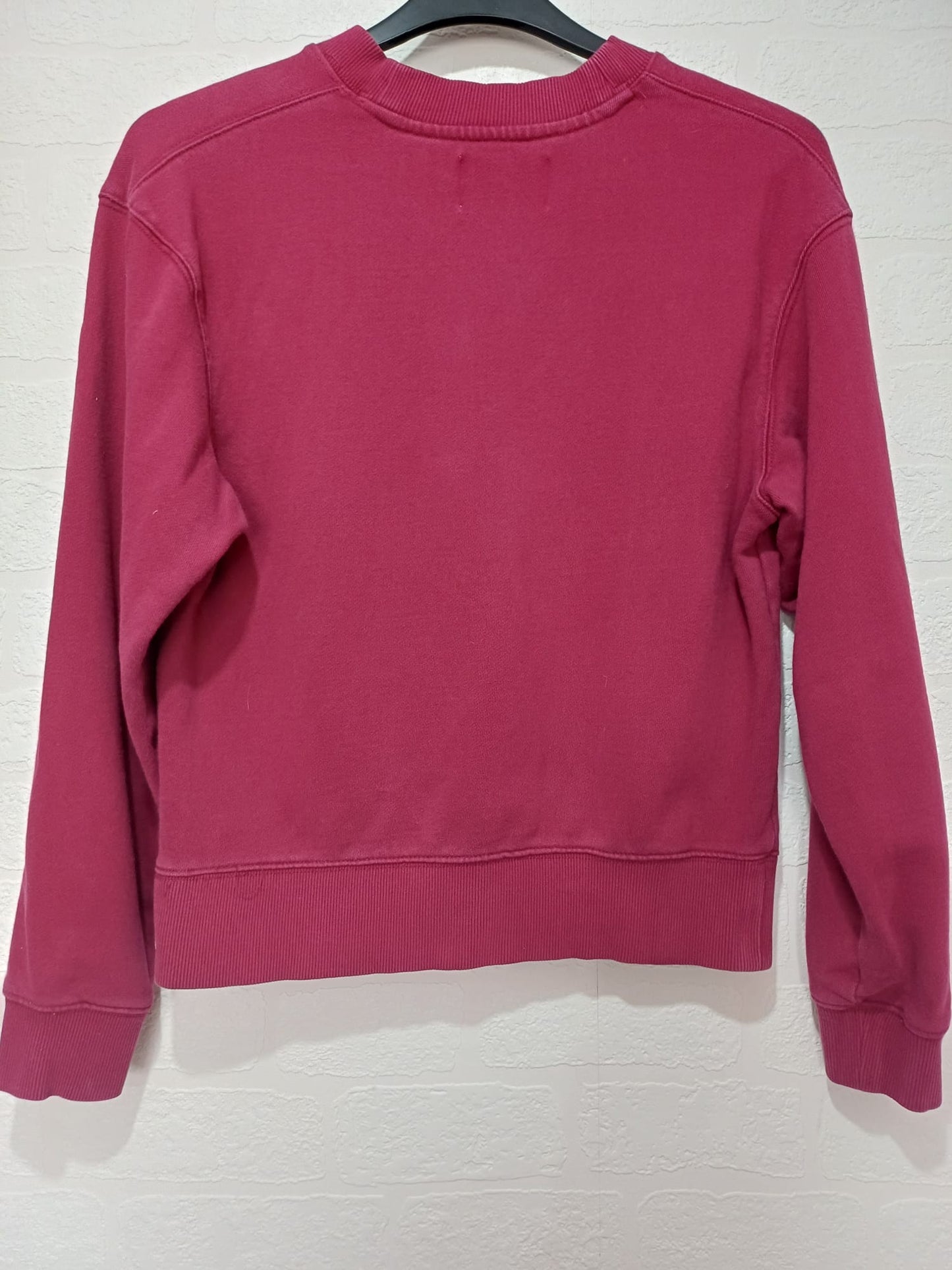 Women's Sweatshirt Calvin Klein Jeans Burgundy Logo Crew Neck Relaxed Fit XS Approx. 20" PTP - Good Condition