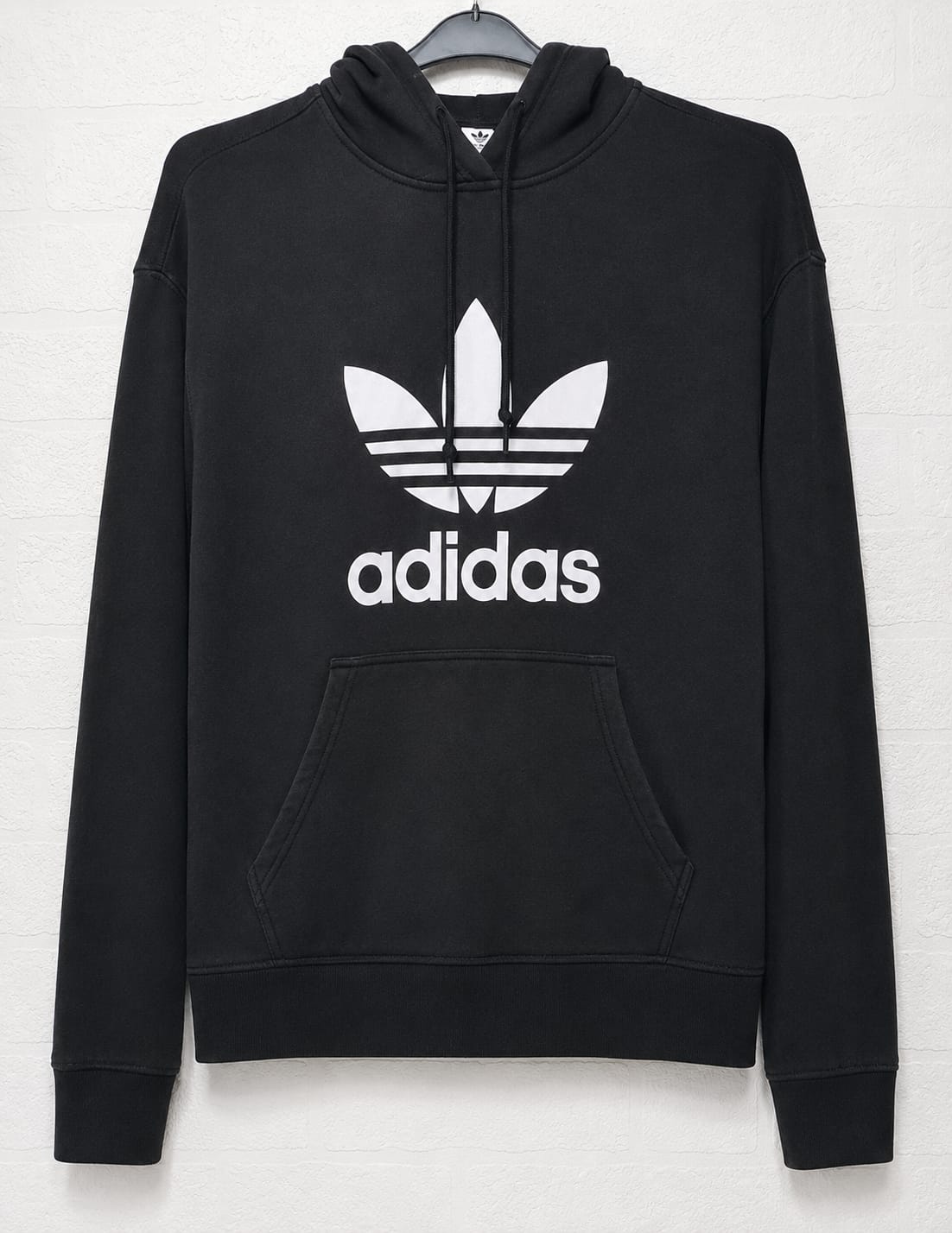 Women's Hoodie Adidas Originals Black Trefoil Logo Medium Approx. 19" PTP - Very Good Condition