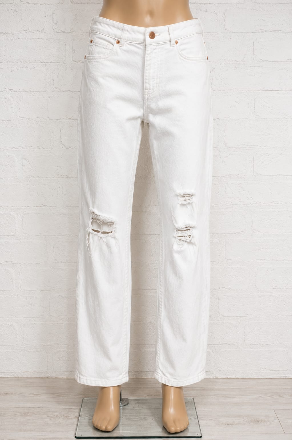 Ted Baker Women's White Distressed Ripped Jeans - W33 L27 - Tag 30 - Very Good Condition