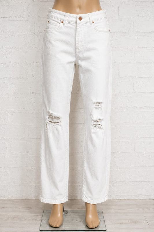 Ted Baker Women's White Distressed Ripped Jeans - W33 L27 - Tag 30 - Very Good Condition