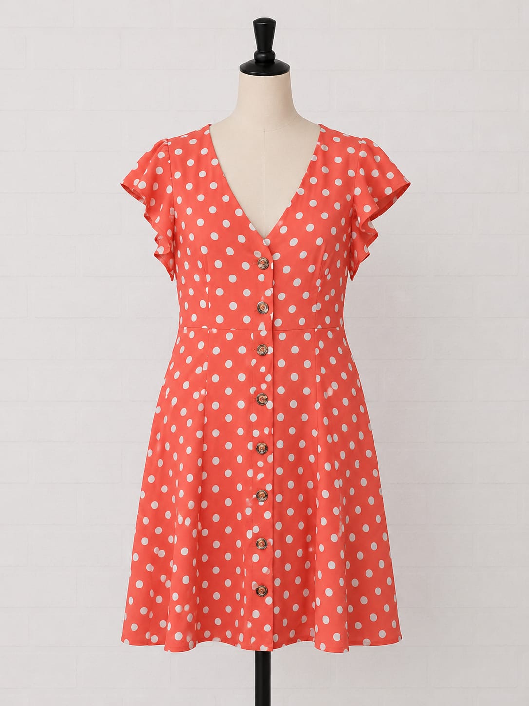 Women's Dress Oasis Orange White Polka Dot Size 8 - Very Good Condition