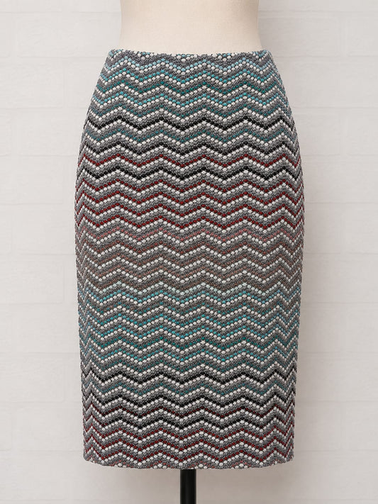 Women's Skirt TU Black Zig Zag Patterned Pencil Size 14 Approx. 34" Waist - Very Good Condition
