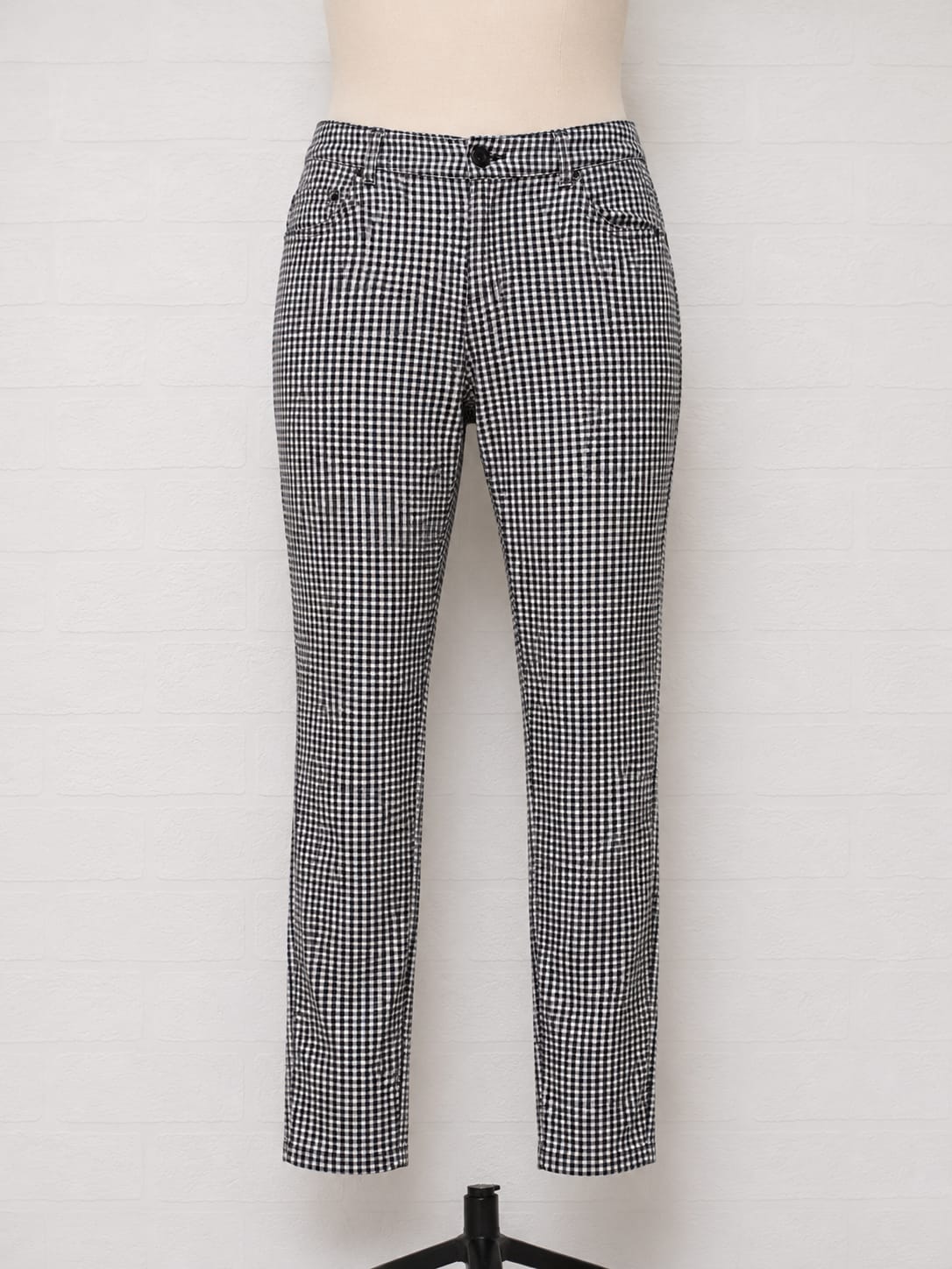 Women's Trousers Esprit Black & White Gingham Check Slim Size 14 Approx. 32" Waist - Very Good Condition