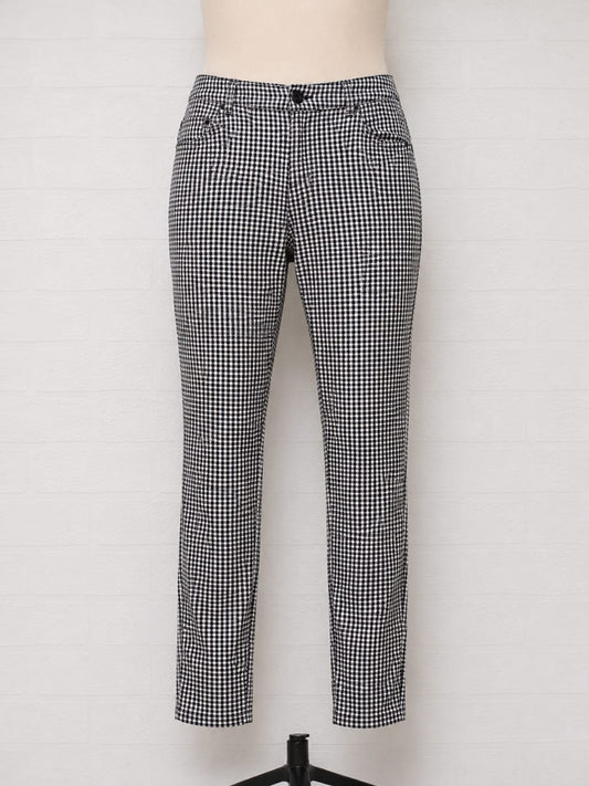 Women's Trousers Esprit Black & White Gingham Check Slim Size 14 Approx. 32" Waist - Very Good Condition